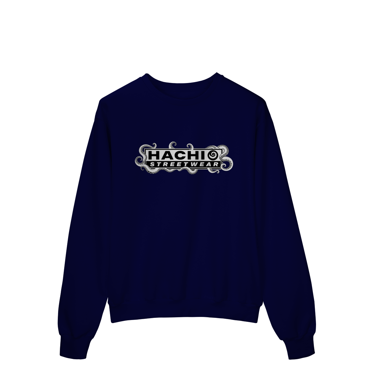 Moletom azul marinho Ink da Hachi Streetwear com o logo em branco envolto por tentáculos de polvo